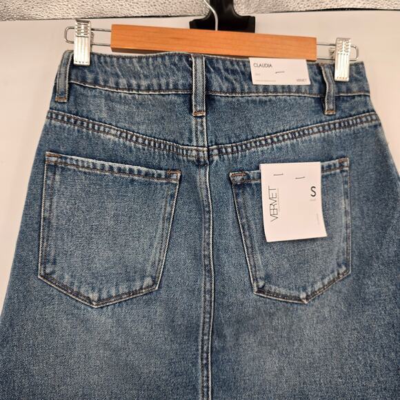 NEW Vervet Women's Claudia Distressed Denim Skirt Medium Wash Size Small - Picture 9 of 12